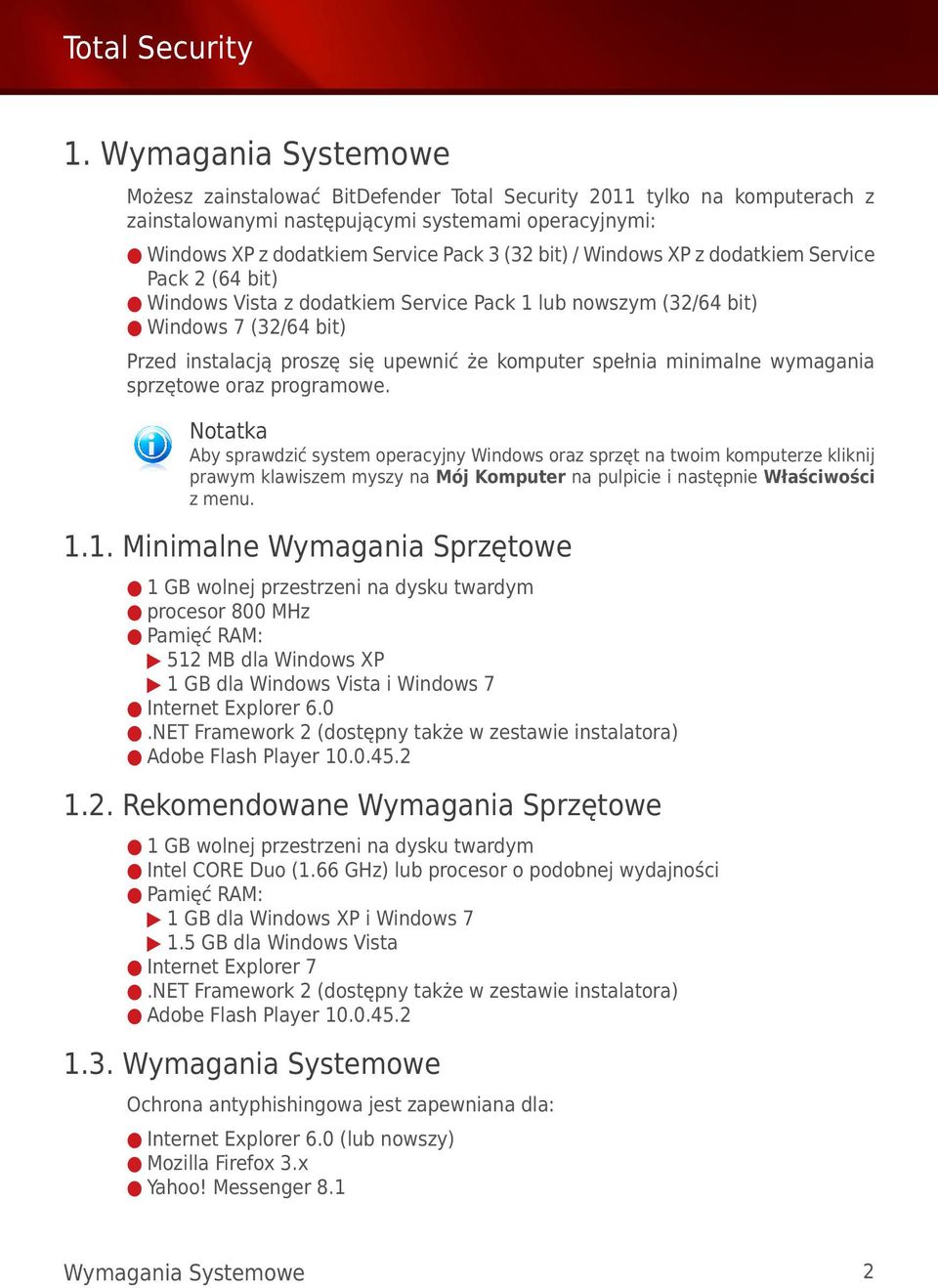 minimalne wymagania sprzętowe oraz programowe.