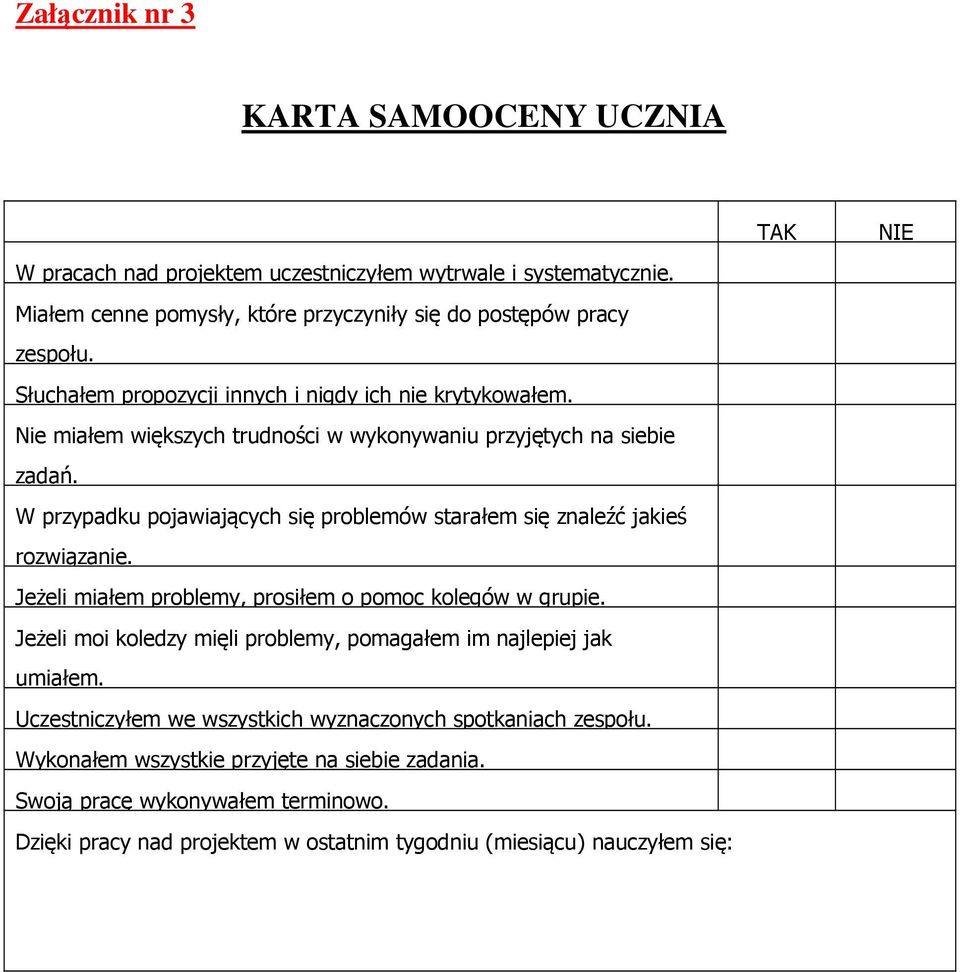 W przypadku pojawiających się problemów starałem się znaleźć jakieś rozwiązanie. Jeżeli miałem problemy, prosiłem o pomoc kolegów w grupie.