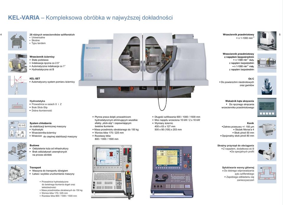 Do powierzchni nieobrotowych oraz gwintów F Hydrostatyka Prowadnice w osiach X i Z Brak Stick-Slip Dobra tłumienność Wskaźnik kąta skręcenia Do ręcznego skręcania wrzeciennika przedmiotowego System