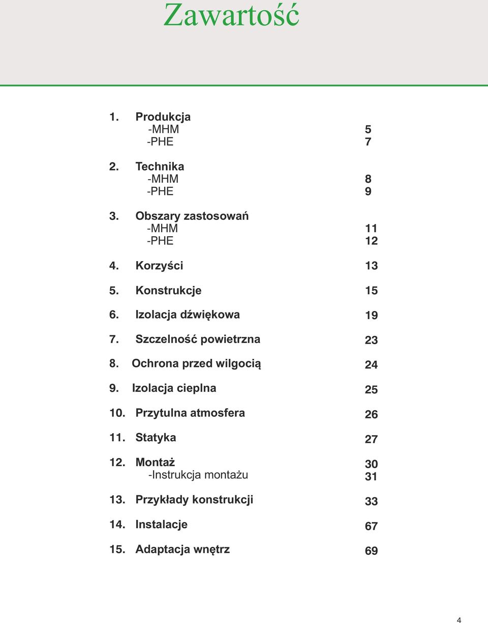 Ochrona przed wilgoci¹ 9. Izolacja cieplna 10. Przytulna atmosfera 11. Statyka 12.