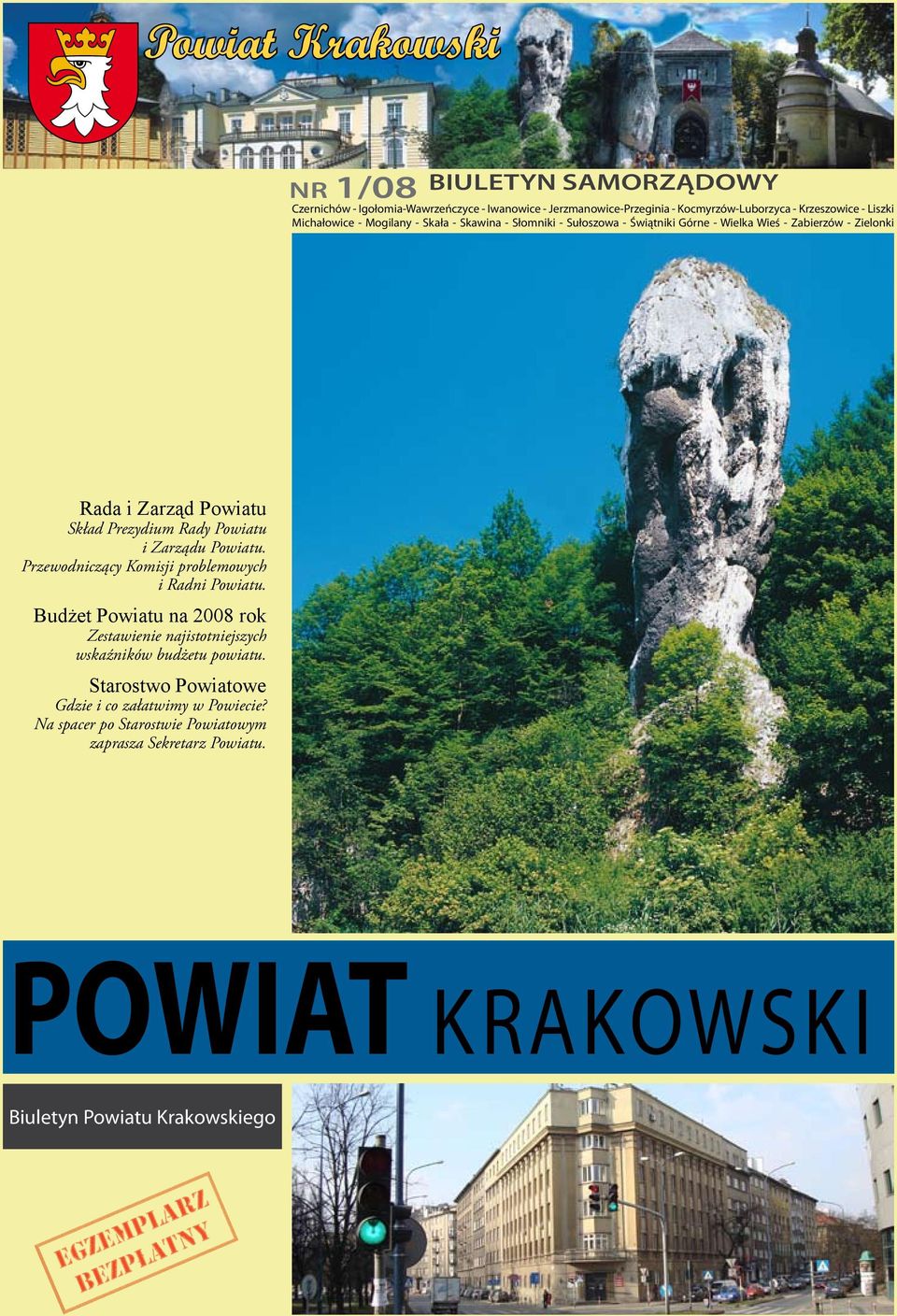 i Zarządu Powiatu. Przewodniczący Komisji problemowych i Radni Powiatu. Budżet Powiatu na 2008 rok Zestawienie najistotniejszych wskaźników budżetu powiatu.