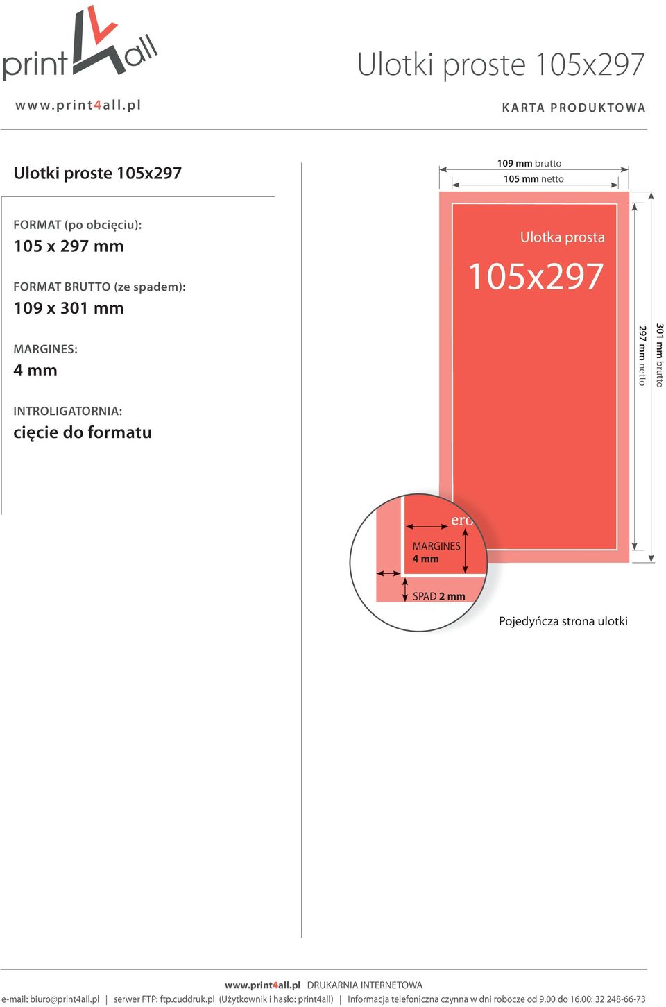 obcięciu): 105 x 297 mm 109 x 301 mm :