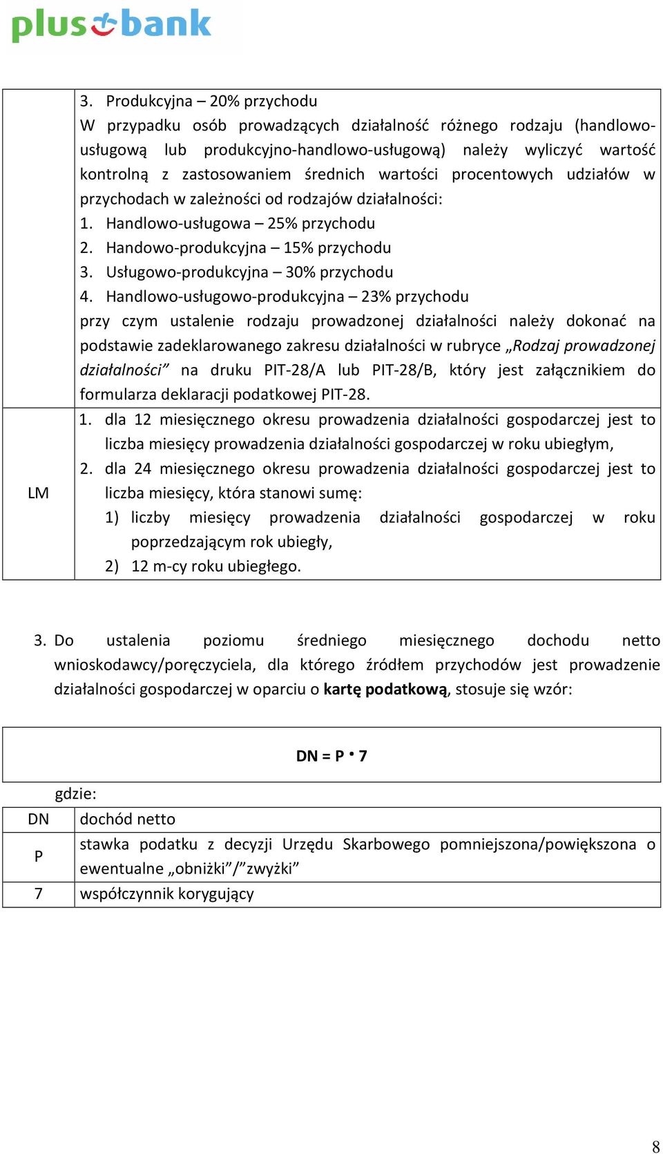 Usługowo-produkcyjna 30% przychodu 4.