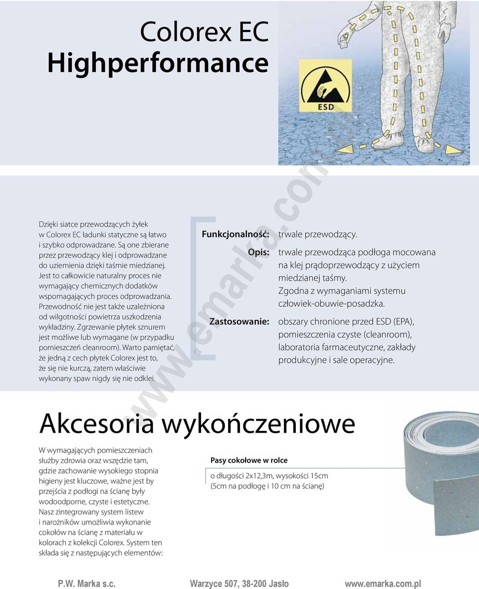 Jest to całkowicie naturalny proces nie wymagający chemicznych dodatków wspomagających proces odprowadzania. Przewodność nie jest także uzależniona od wilgotności powietrza uszkodzenia wykładziny.