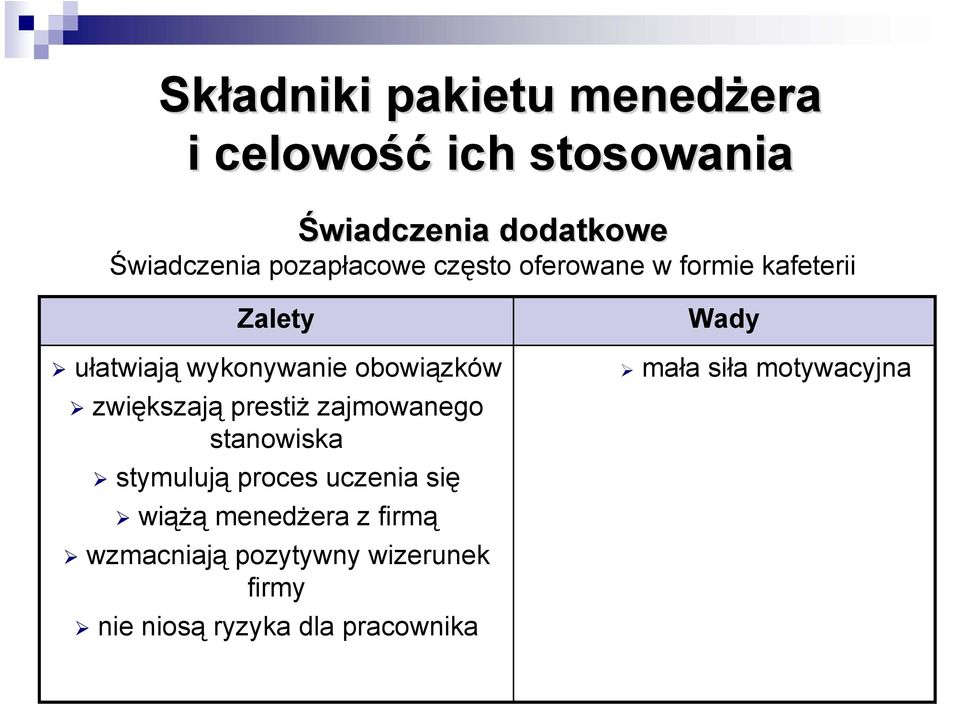 wykonywanie obowiązków zwiększają prestiż zajmowanego stanowiska stymulują proces uczenia się