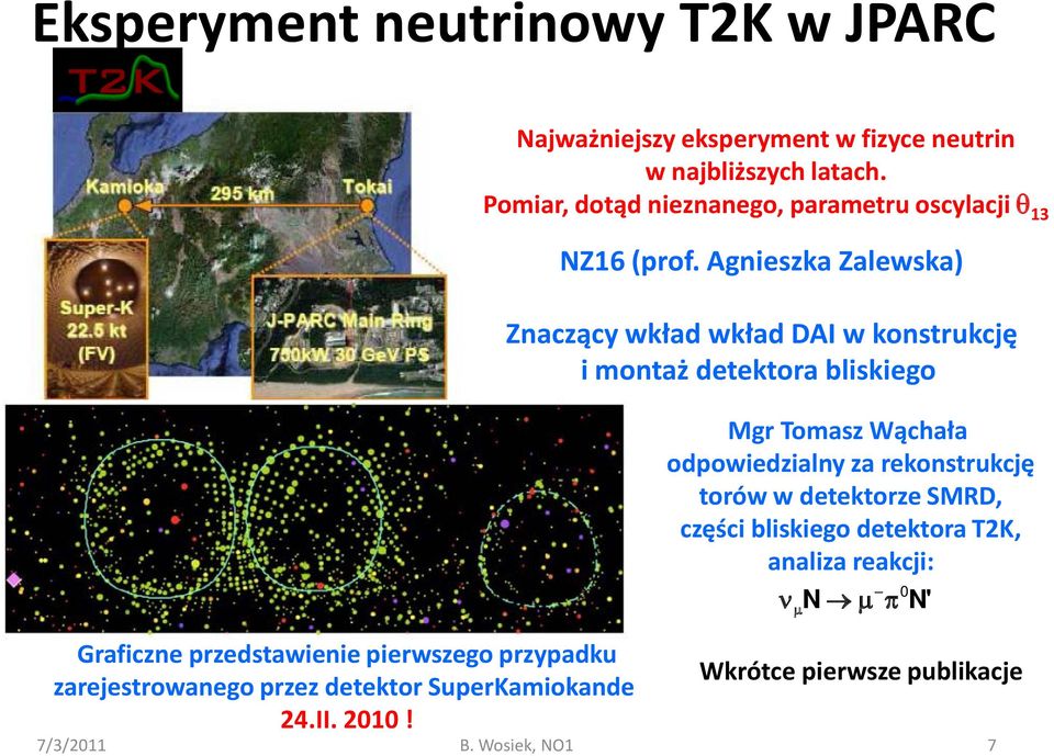 Agnieszka Zalewska) Znaczący wkład wkład DAI w konstrukcję i montaż detektora bliskiego Mgr Tomasz Wąchała odpowiedzialny za