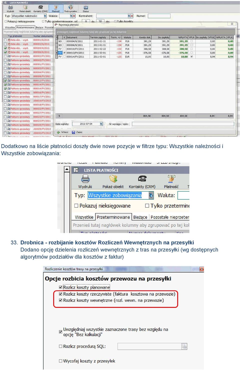 Drobnica - rozbijanie kosztów Rozliczeń Wewnętrznych na przesyłki Dodano