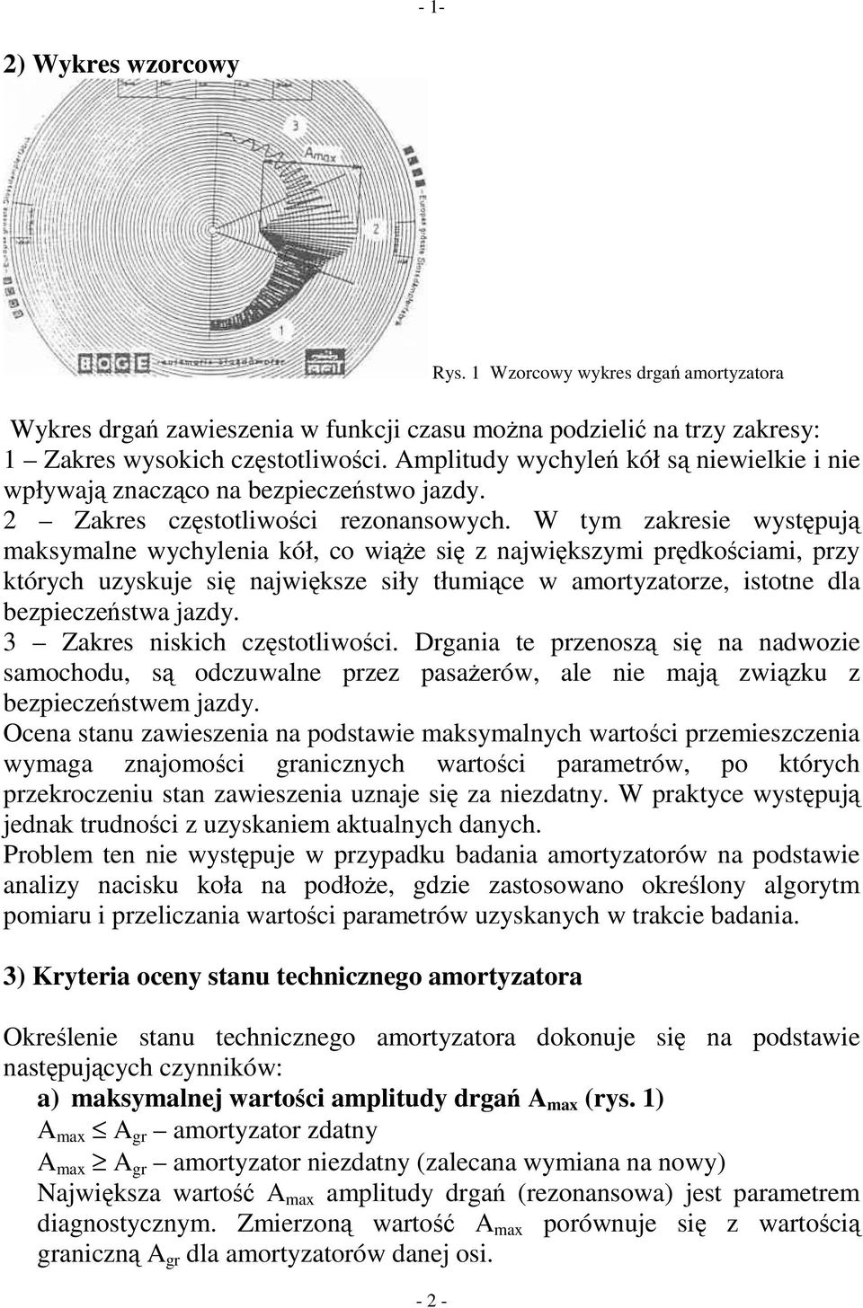 W tym zakresie wystpuj maksymalne wychylenia kół, co wie si z najwikszymi prdkociami, przy których uzyskuje si najwiksze siły tłumice w amortyzatorze, istotne dla bezpieczestwa jazdy.