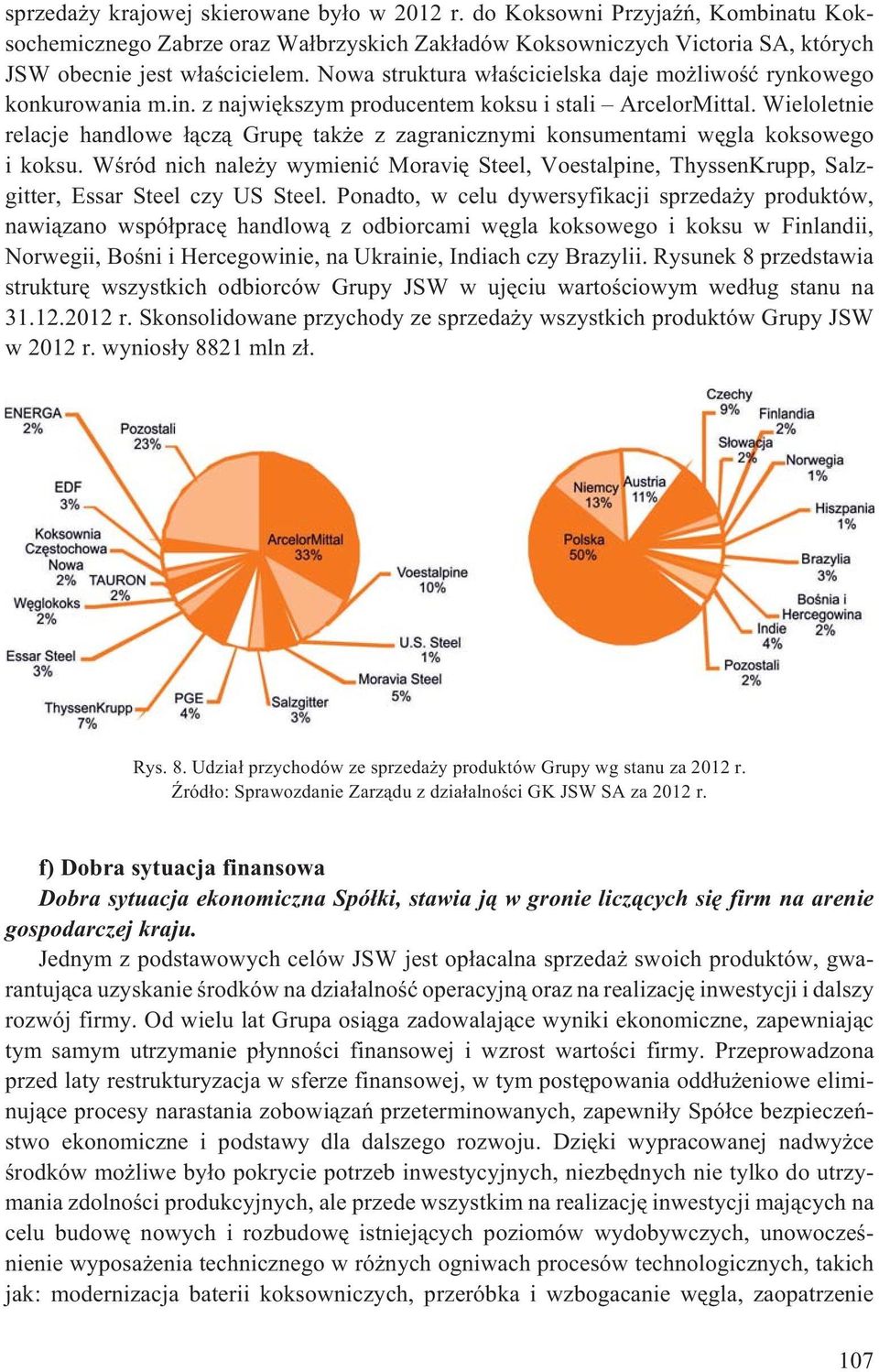 Wieloletnie relacje handlowe ³¹cz¹ Grupê tak e z zagranicznymi konsumentami wêgla koksowego i koksu.