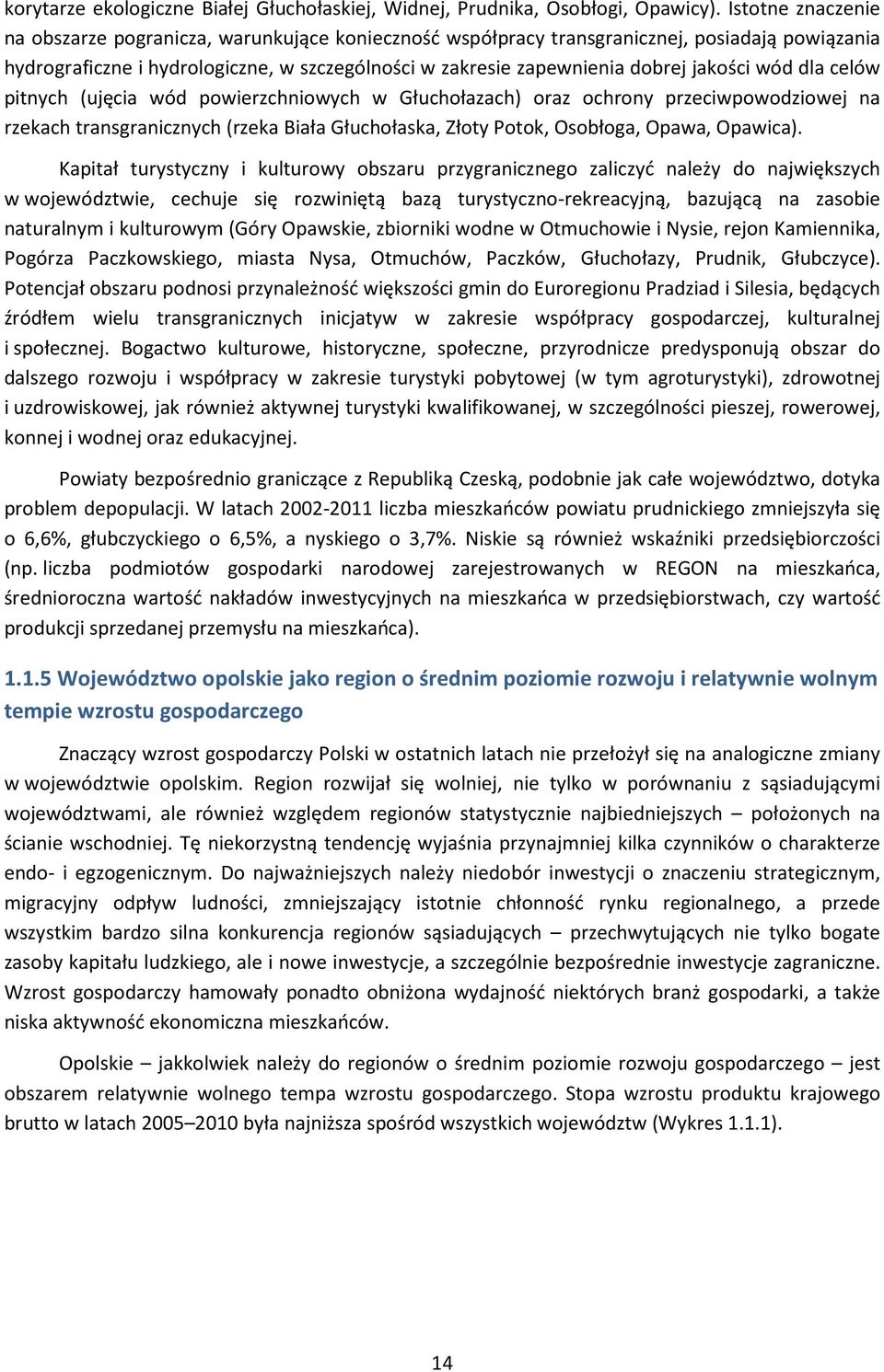 jakości wód dla celów pitnych (ujęcia wód powierzchniowych w Głuchołazach) oraz ochrony przeciwpowodziowej na rzekach transgranicznych (rzeka Biała Głuchołaska, Złoty Potok, Osobłoga, Opawa, Opawica).