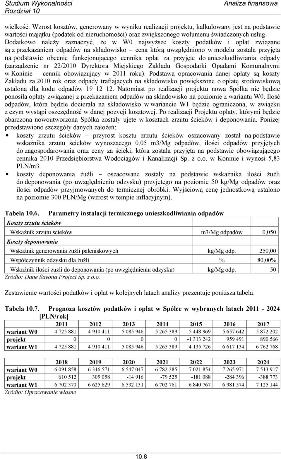 funkcjonującego cennika opłat za przyjęte do unieszkodliwiania odpady (zarządzenie nr 22/2010 Dyrektora Miejskiego Zakładu Gospodarki Opadami Komunalnymi w Koninie cennik obowiązujący w 2011 roku).