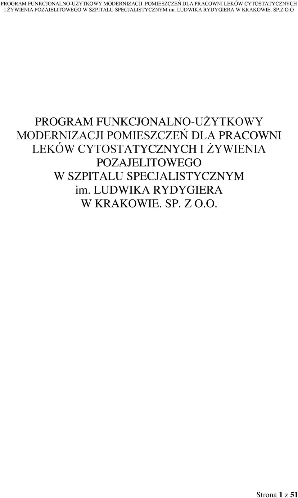 ŻYWIENIA POZAJELITOWEGO W SZPITALU