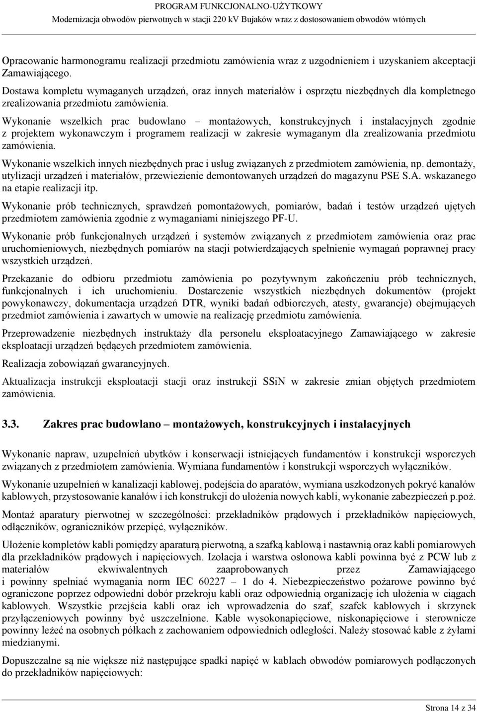 Wykonanie wszelkich prac budowlano montażowych, konstrukcyjnych i instalacyjnych zgodnie z projektem wykonawczym i programem realizacji w zakresie wymaganym dla zrealizowania przedmiotu zamówienia.