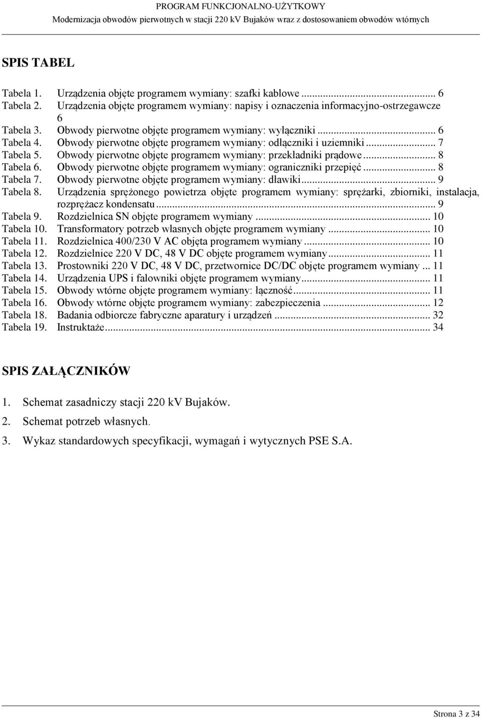 Obwody pierwotne objęte programem wymiany: przekładniki prądowe... 8 Tabela 6. Obwody pierwotne objęte programem wymiany: ograniczniki przepięć... 8 Tabela 7.