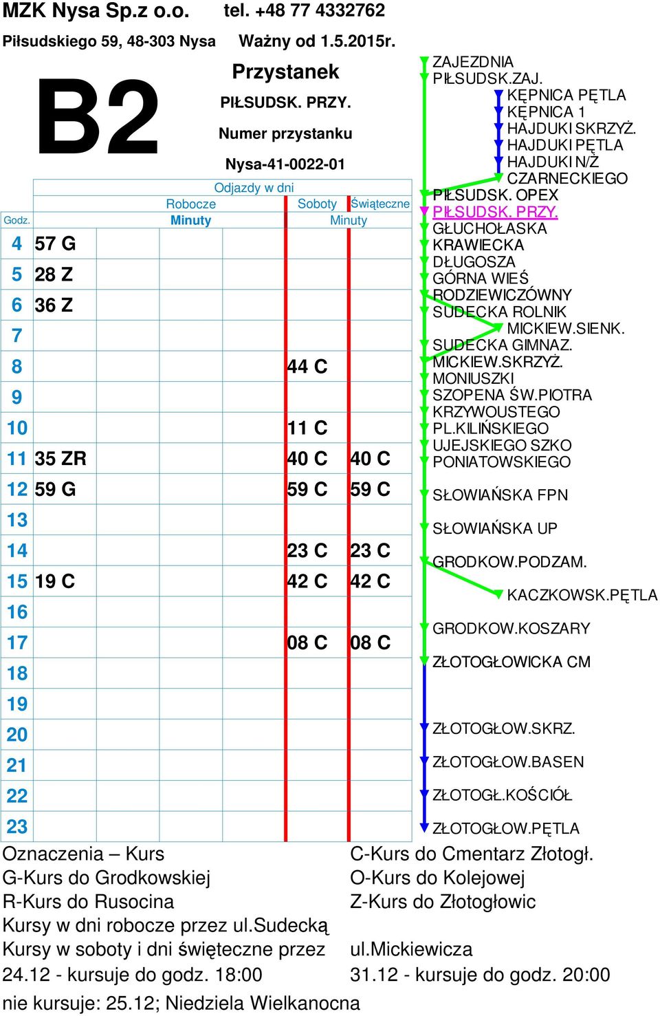 Nysa-1-00-01 C C 0 C C C 2 C 0 C 2. - kursuje do godz.