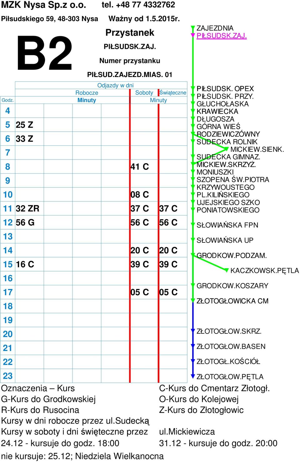 01 1 C 0 C 3 C C C 3 C 0 C 2. - kursuje do godz.