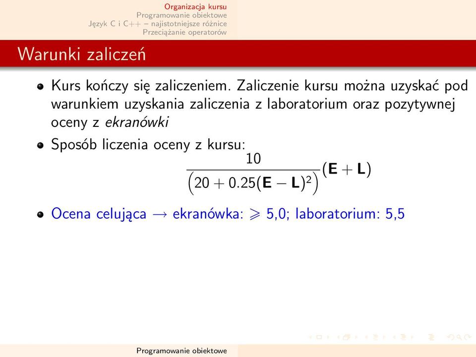 laboratorium oraz pozytywnej oceny z ekranówki Sposób liczenia oceny z