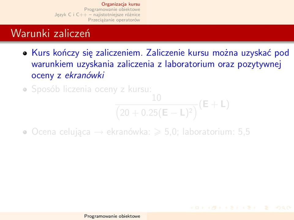 laboratorium oraz pozytywnej oceny z ekranówki Sposób liczenia oceny z