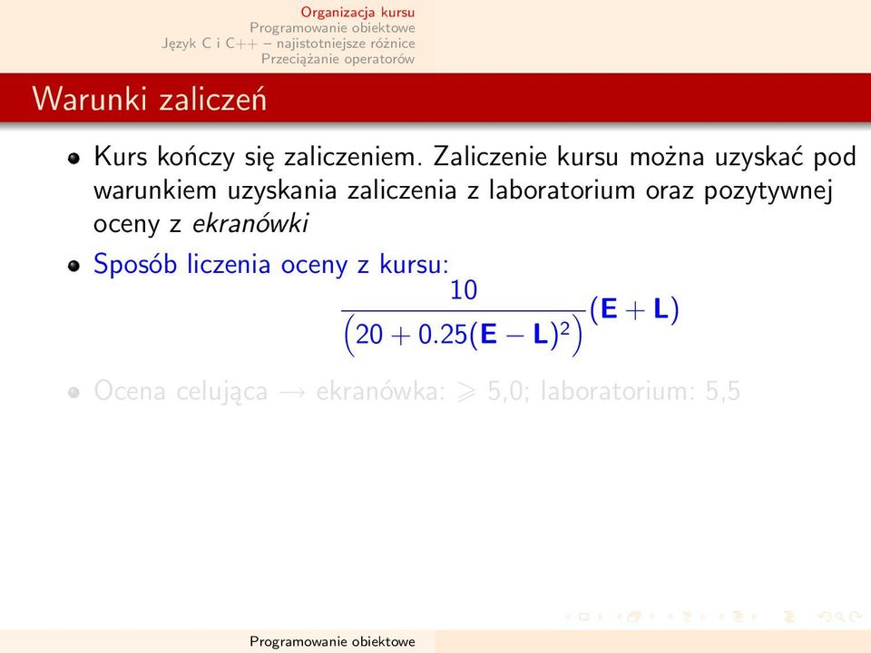 laboratorium oraz pozytywnej oceny z ekranówki Sposób liczenia oceny z