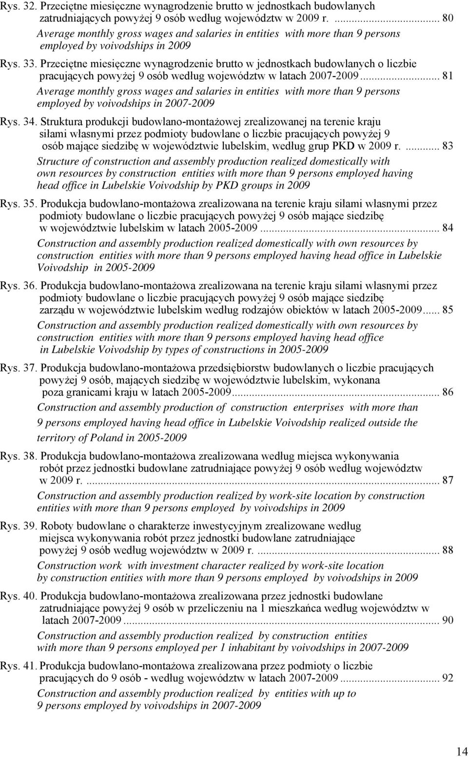 Przeciętne miesięczne wynagrodzenie brutto w jednostkach budowlanych o liczbie pracujących powyżej 9 osób według województw w latach 2007-2009.