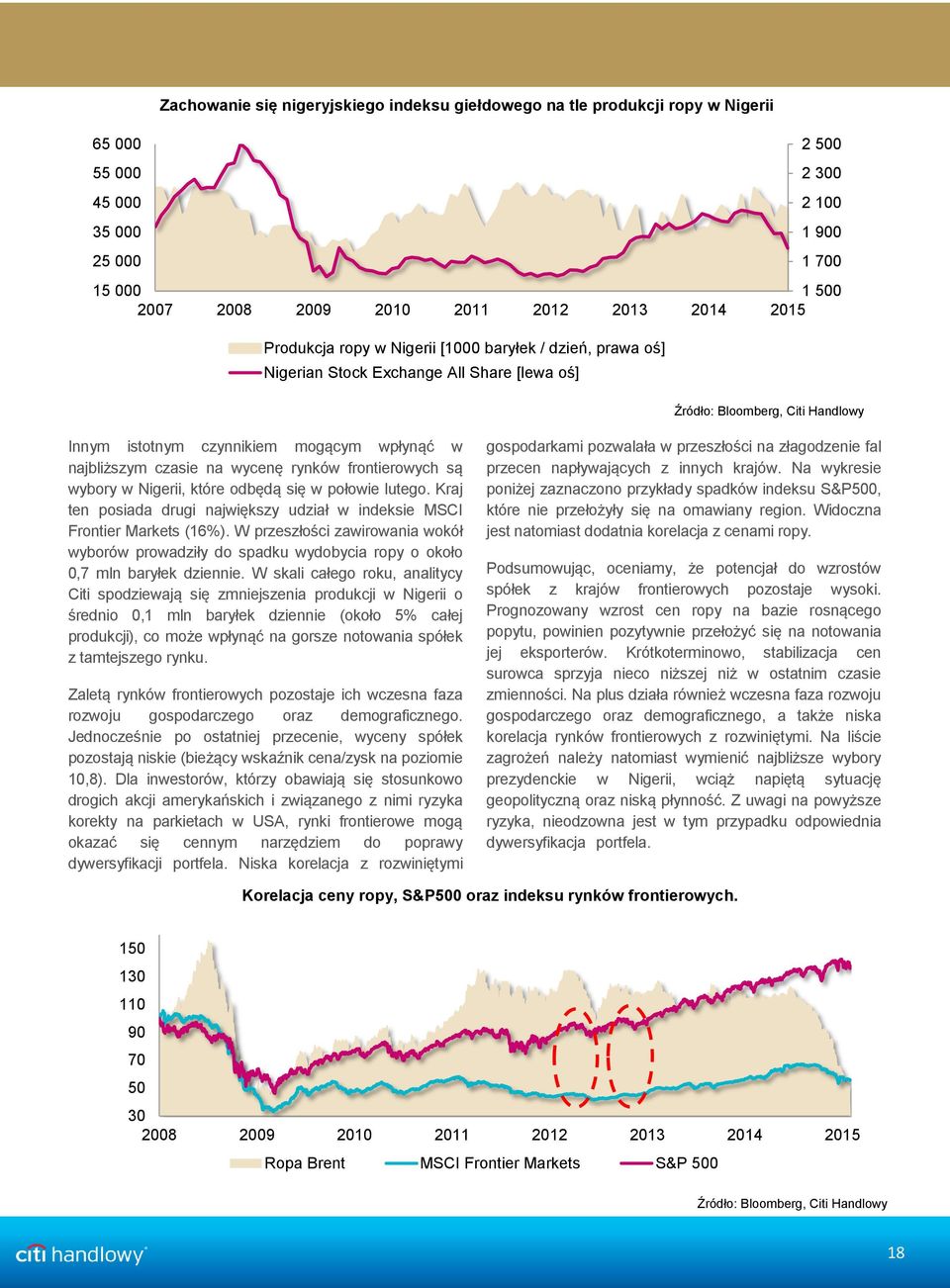 frontierowych są wybory w Nigerii, które odbędą się w połowie lutego. Kraj ten posiada drugi największy udział w indeksie MSCI Frontier Markets (16%).