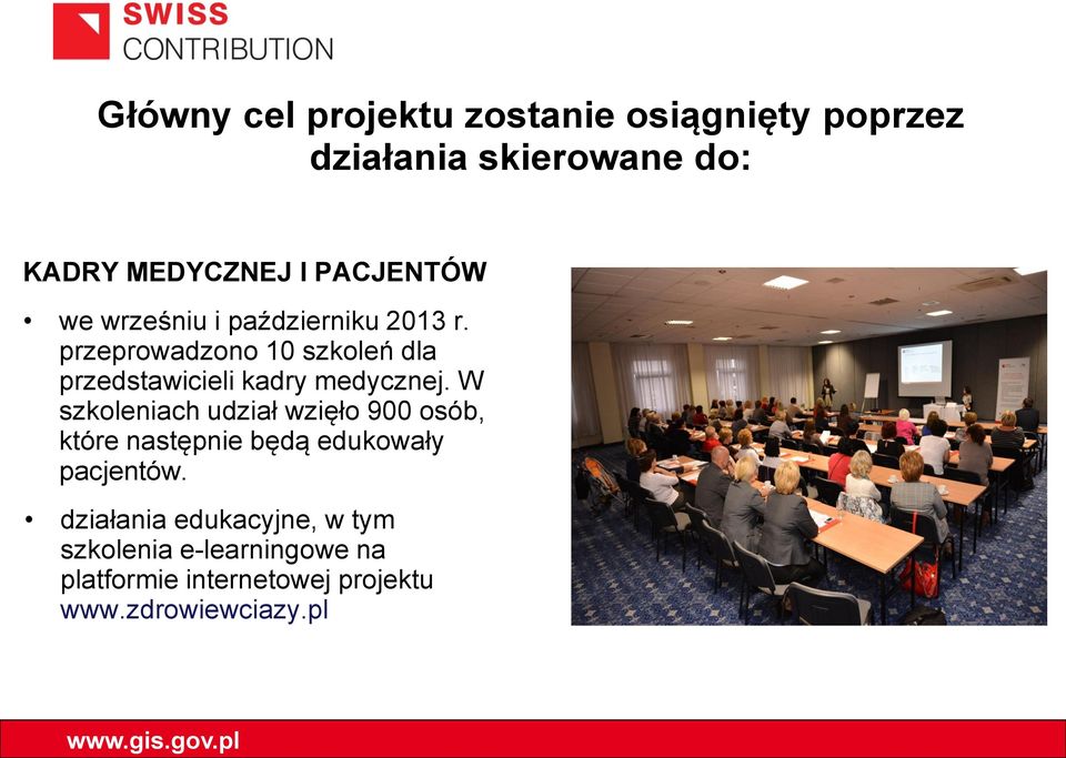 przeprowadzono 10 szkoleń dla przedstawicieli kadry medycznej.