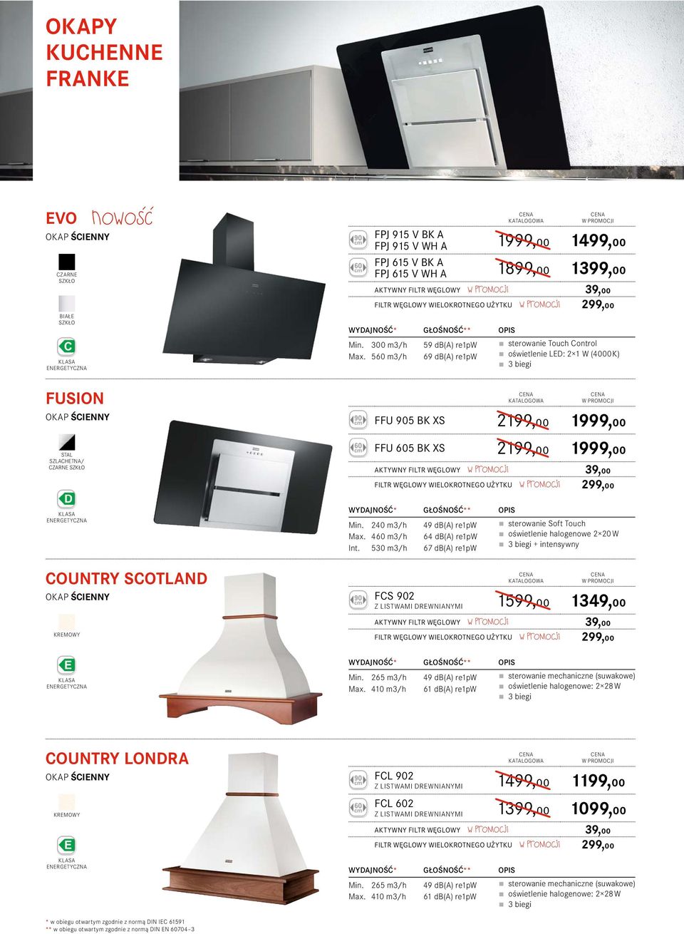 560 m3/h 59 db(a) re1pw 69 db(a) re1pw sterowanie Touch Control oświetlenie LED: 2 1 W (4000 K) 3 biegi FFU 905 BK XS 2199,00 1 FFU 605 BK XS 2199,00 1 AKTYWNY FILTR WĘGLOWY w promocji 39,00 FILTR