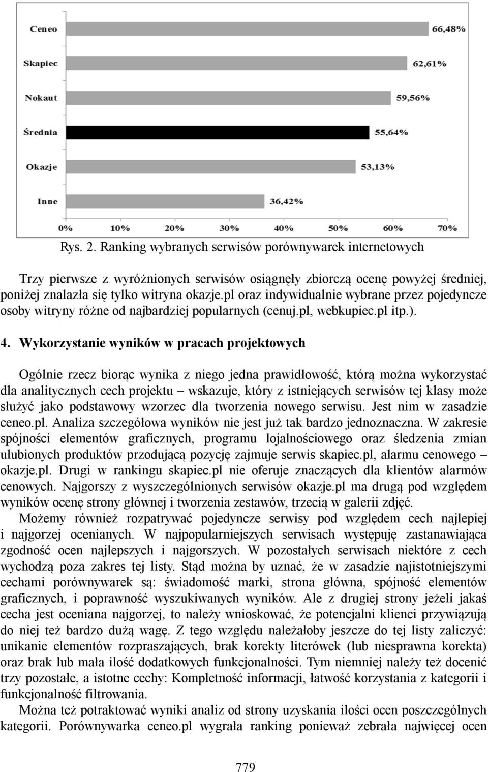 Wykorzystanie wyników w pracach projektowych Ogólnie rzecz biorąc wynika z niego jedna prawidłowość, którą można wykorzystać dla analitycznych cech projektu wskazuje, który z istniejących serwisów