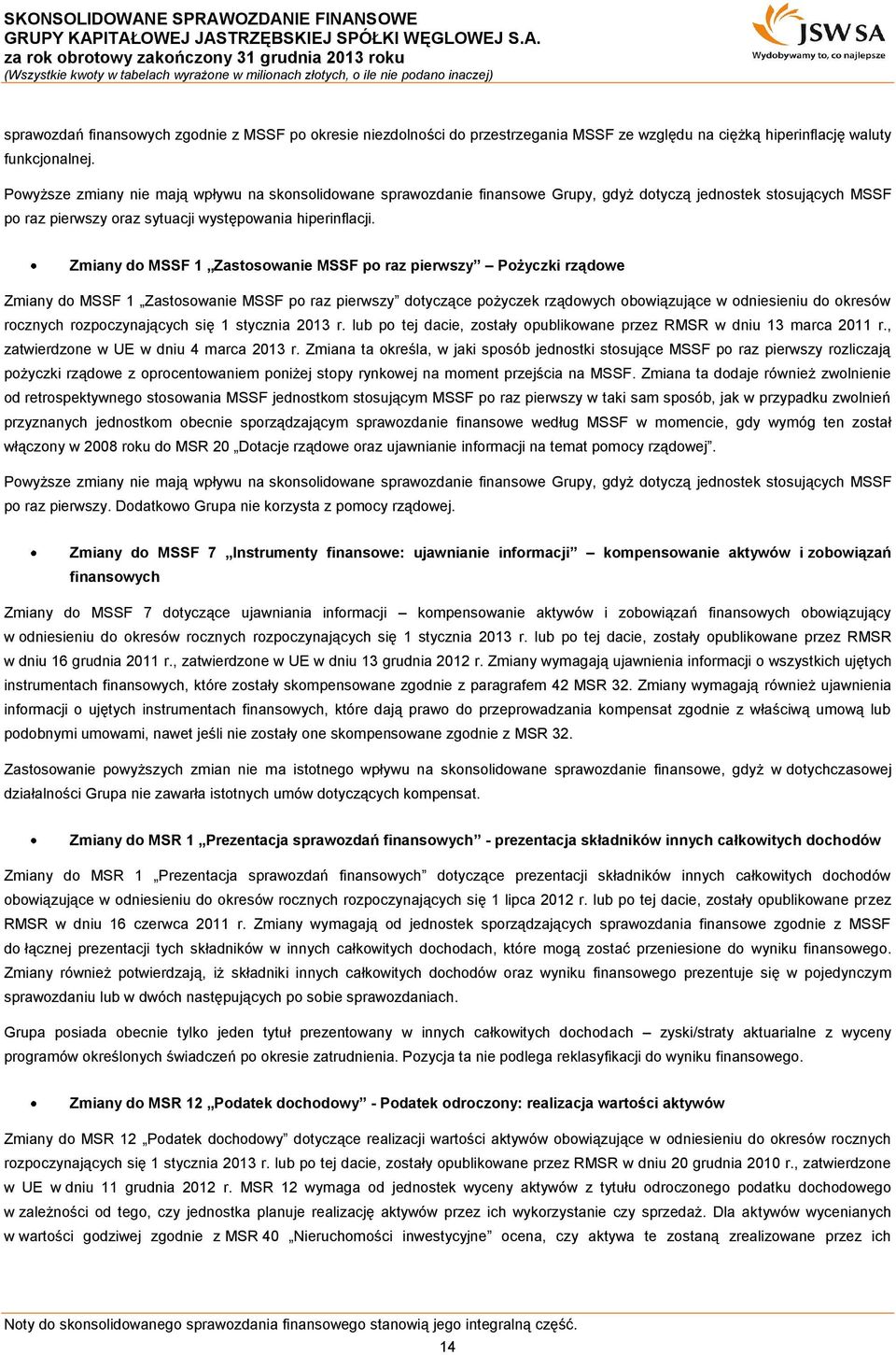 Zmiany do MSSF 1 Zastosowanie MSSF po raz pierwszy Pożyczki rządowe Zmiany do MSSF 1 Zastosowanie MSSF po raz pierwszy dotyczące pożyczek rządowych obowiązujące w odniesieniu do okresów rocznych