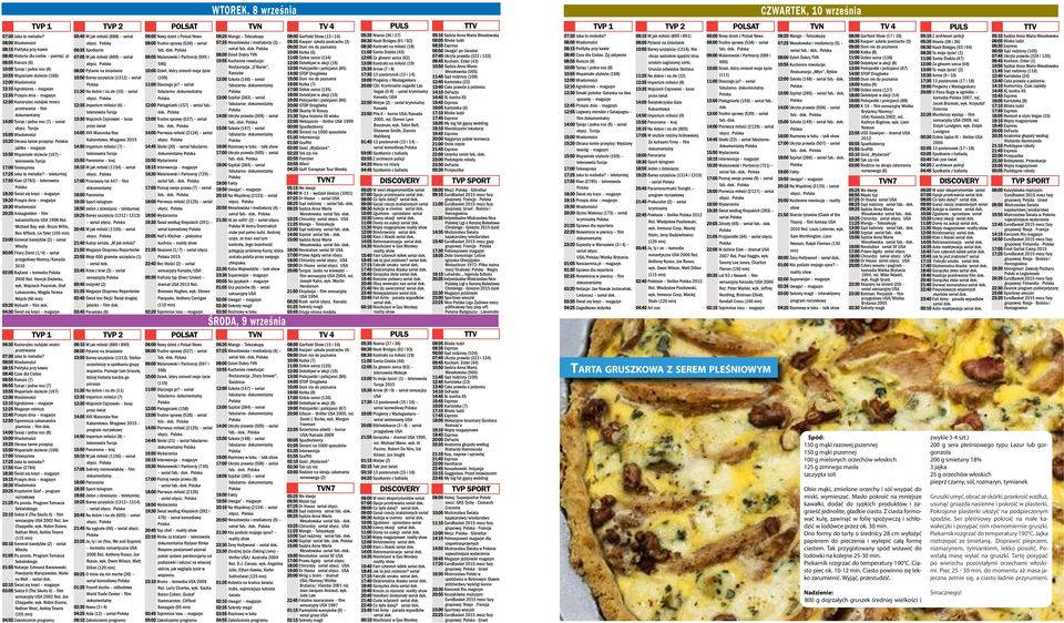 14:00 Tysiąc i jedna noc (7) serial obycz. Turcja 15:00 Wiadomości 15:20 Okrasa łamie przepisy: Polskie jabłko magazyn 15:50 Wspaniałe stulecie (167) telenowela Turcja 17:25 Jaka to melodia?