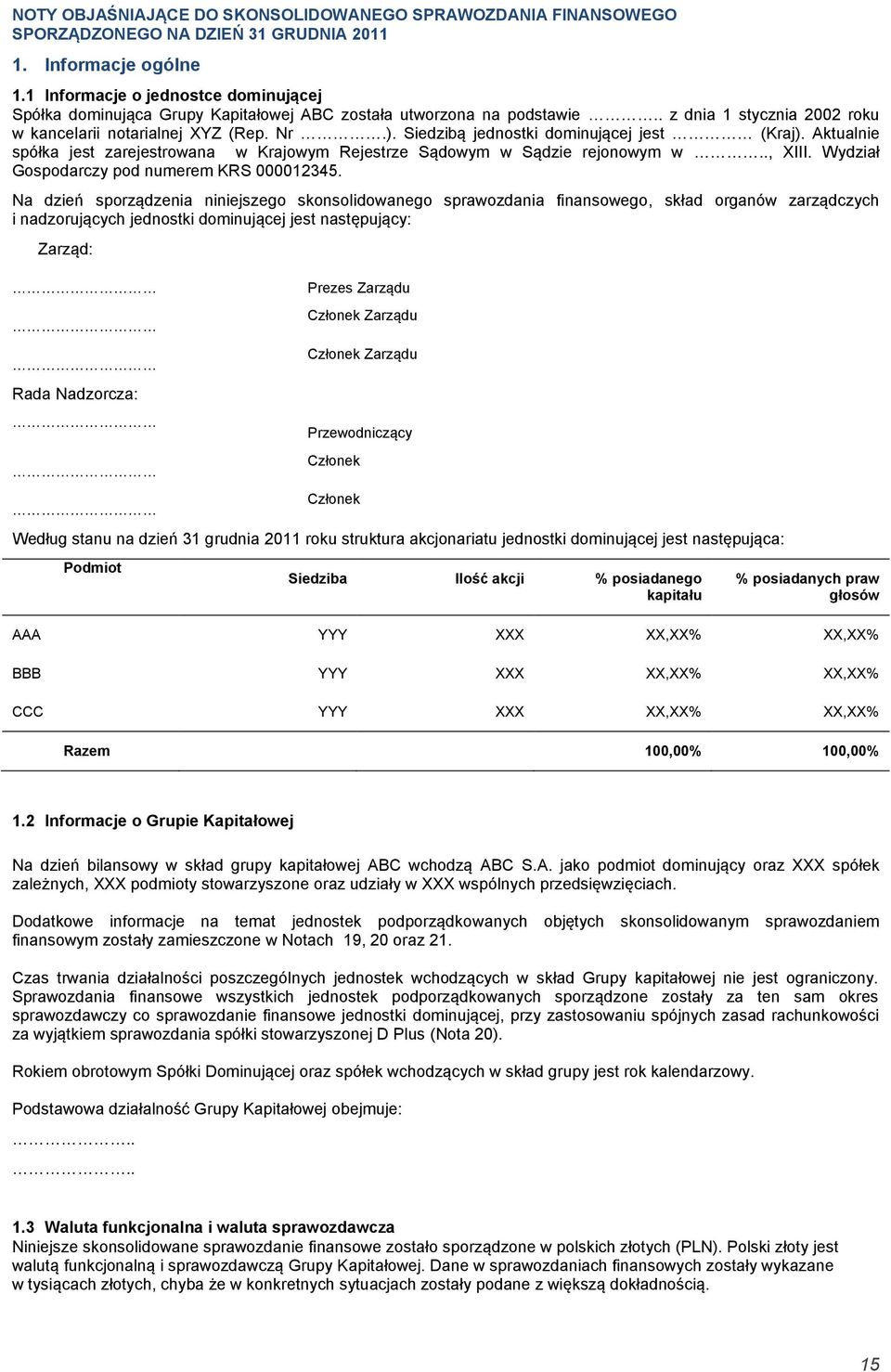 Siedzibą jednostki dominującej jest (Kraj). Aktualnie spółka jest zarejestrowana w Krajowym Rejestrze Sądowym w Sądzie rejonowym w.., XIII. Wydział Gospodarczy pod numerem KRS 000012345.