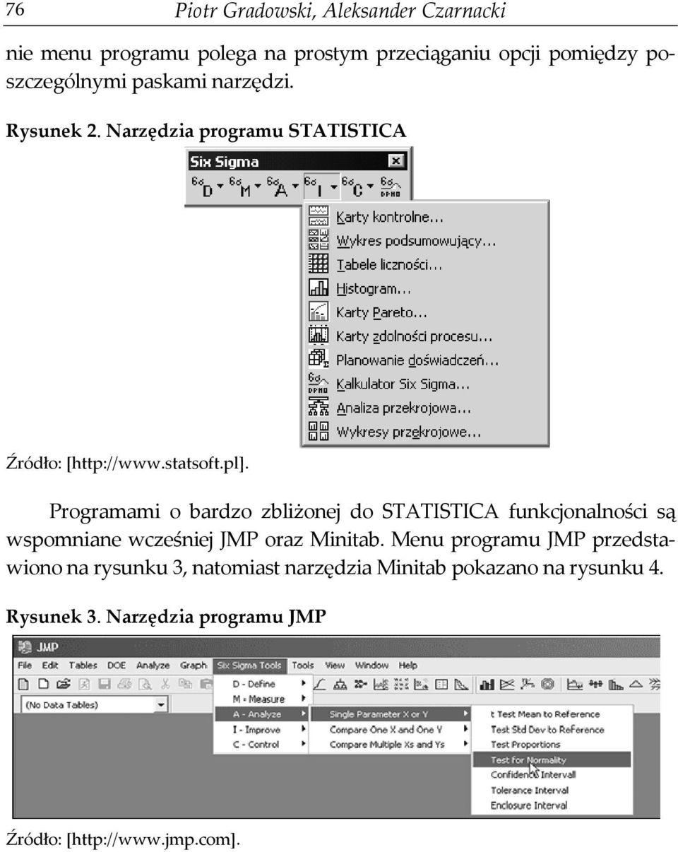 Programami o bardzo zbliżonej do STATISTICA funkcjonalności są wspomniane wcześniej JMP oraz Minitab.