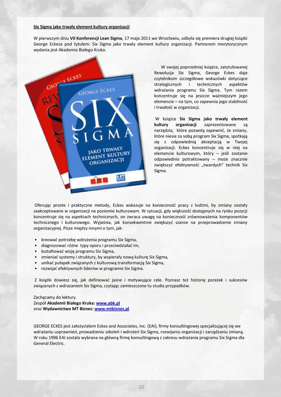 W swojej poprzedniej książce, zatytułowanej Rewolucja Six Sigma, George Eckes daje czytelnikom szczegółowe wskazówki dotyczące strategicznych i technicznych aspektów wdrażania programu Six Sigma.