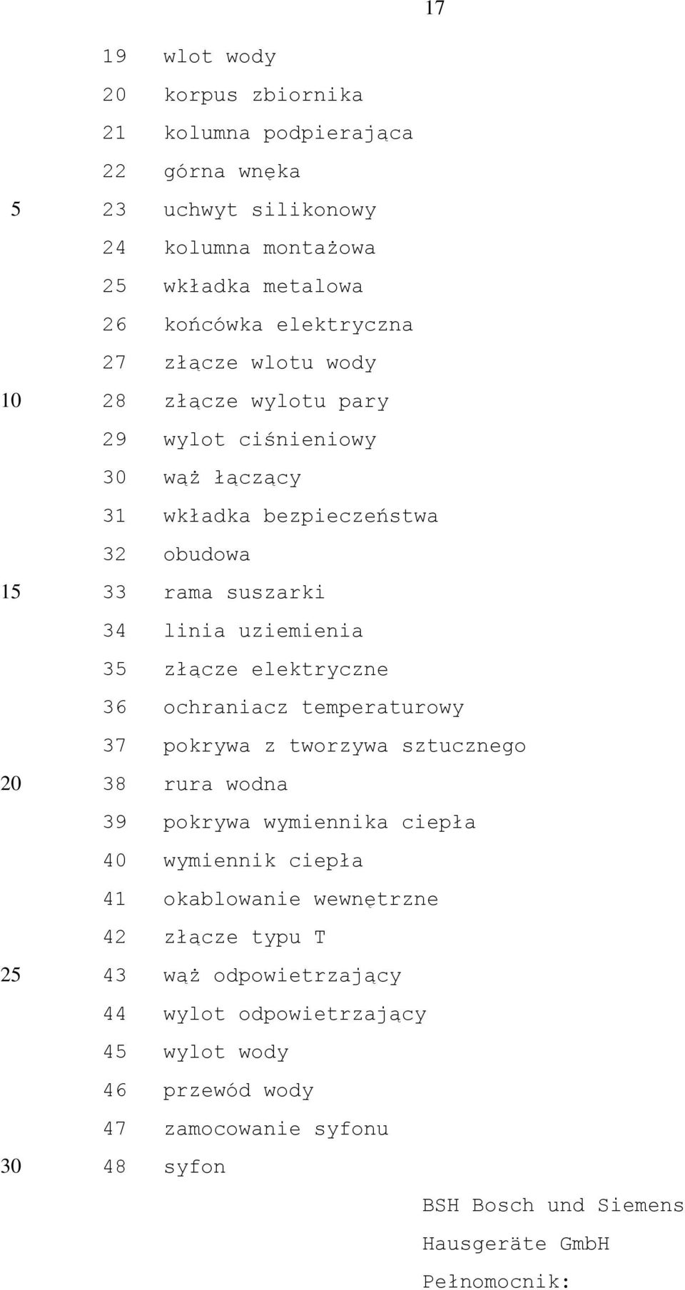 elektryczne 36 ochraniacz temperaturowy 37 pokrywa z tworzywa sztucznego 38 rura wodna 39 pokrywa wymiennika ciepła 40 wymiennik ciepła 41 okablowanie wewnętrzne 42