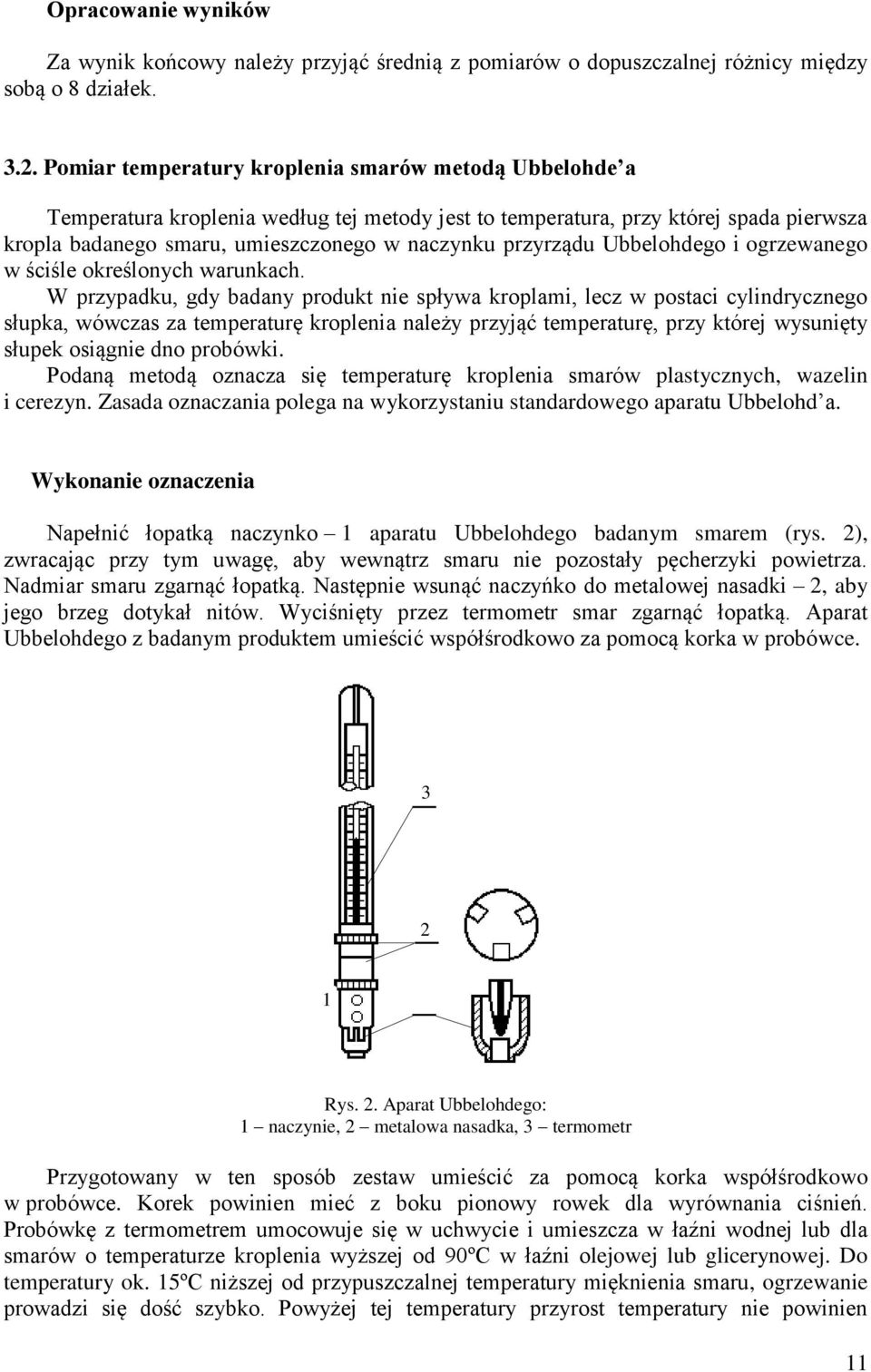 przyrządu Ubbelohdego i ogrzewanego w ściśle określonych warunkach.