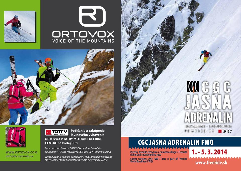 com equipment - TATRY MOTION FREERIDE CENTER at Biela Put Preteky skiing and freeride snowboarding lyžovania race a snowboardingu /