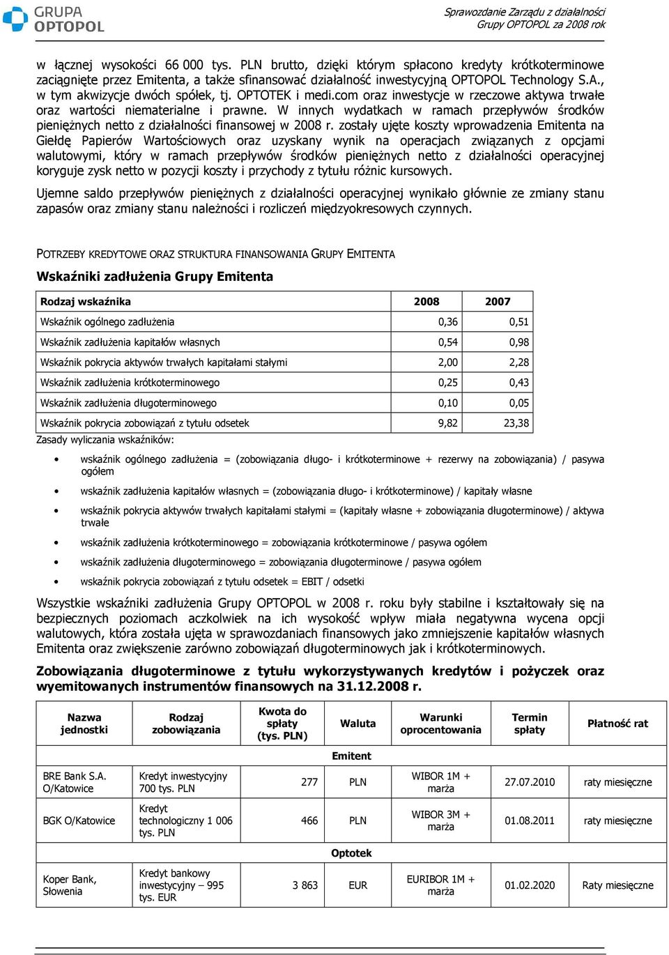 W innych wydatkach w ramach przepływów środków pienięŝnych netto z działalności finansowej w 2008 r.