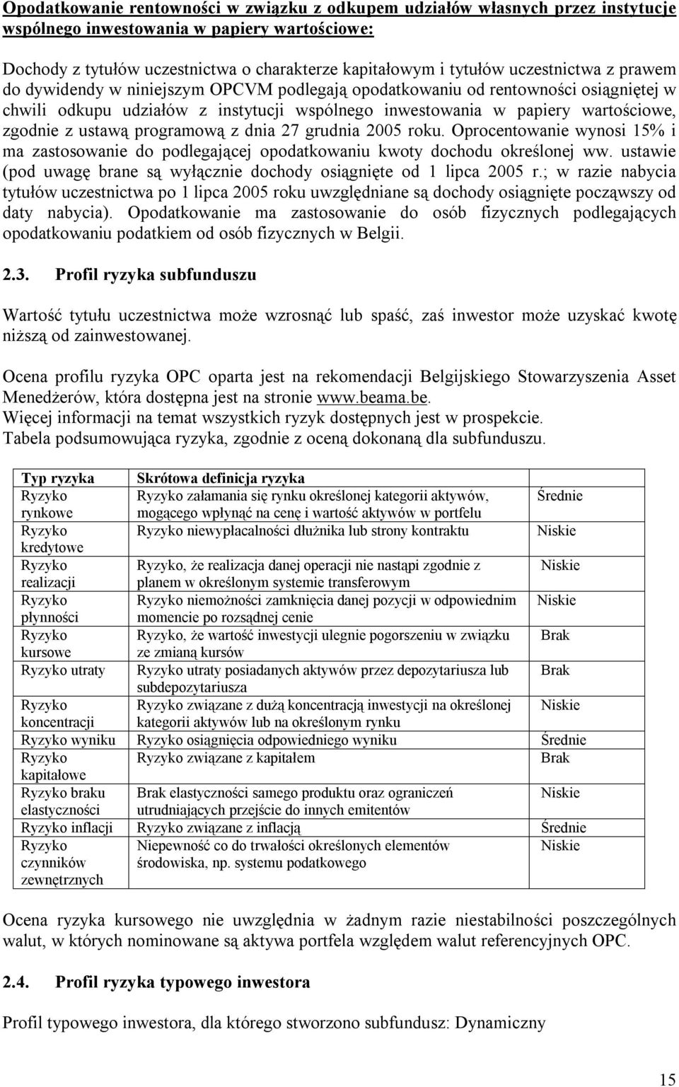 ustawą programową z dnia 27 grudnia 2005 roku. Oprocentowanie wynosi 15% i ma zastosowanie do podlegającej opodatkowaniu kwoty dochodu określonej ww.