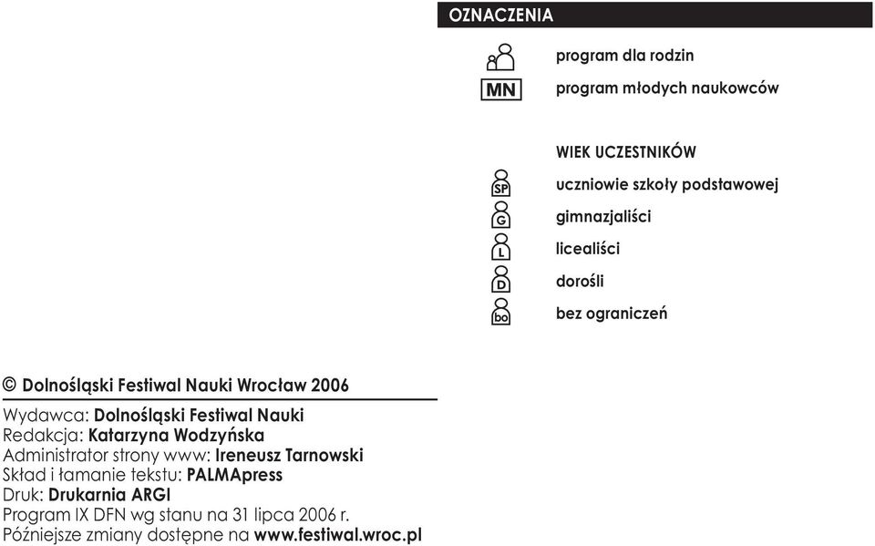 Festiwal Nauki Redakcja: Katarzyna Wodzyńska Administrator strony www: Ireneusz Tarnowski Skład i łamanie tekstu: