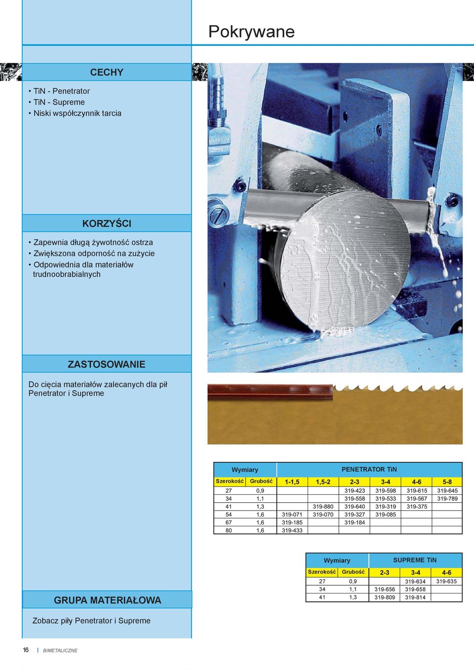 zalecanych dla pił Penetrator i Supreme PENETRATOR TiN GRUPA MATERIAŁOWA Zobacz piły Penetrator i