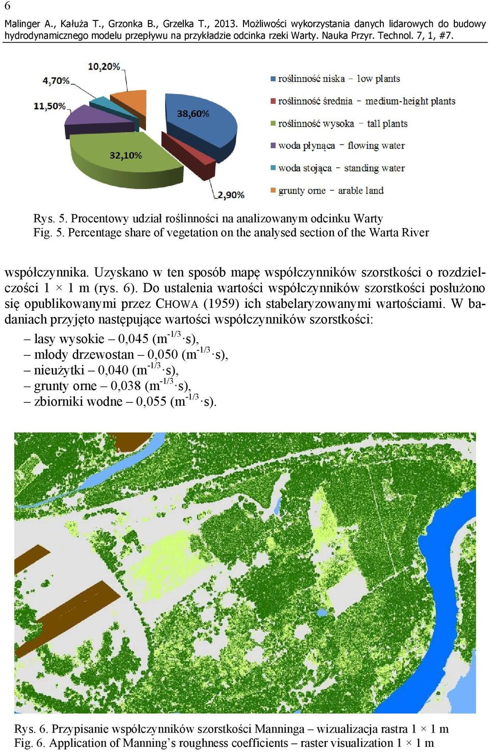 Uzyskano w ten sposób mapę współczynników szorstkości o rozdzielczości 1 1 m (rys. 6).