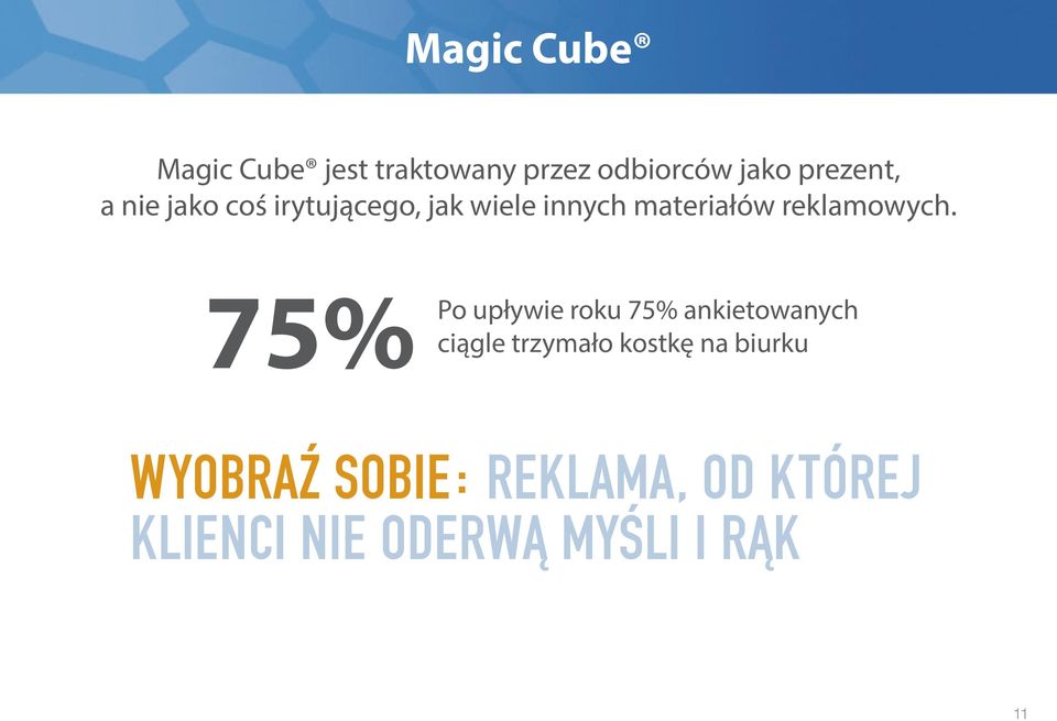 75% Po upływie roku 75% ankietowanych ciągle trzymało kostkę na