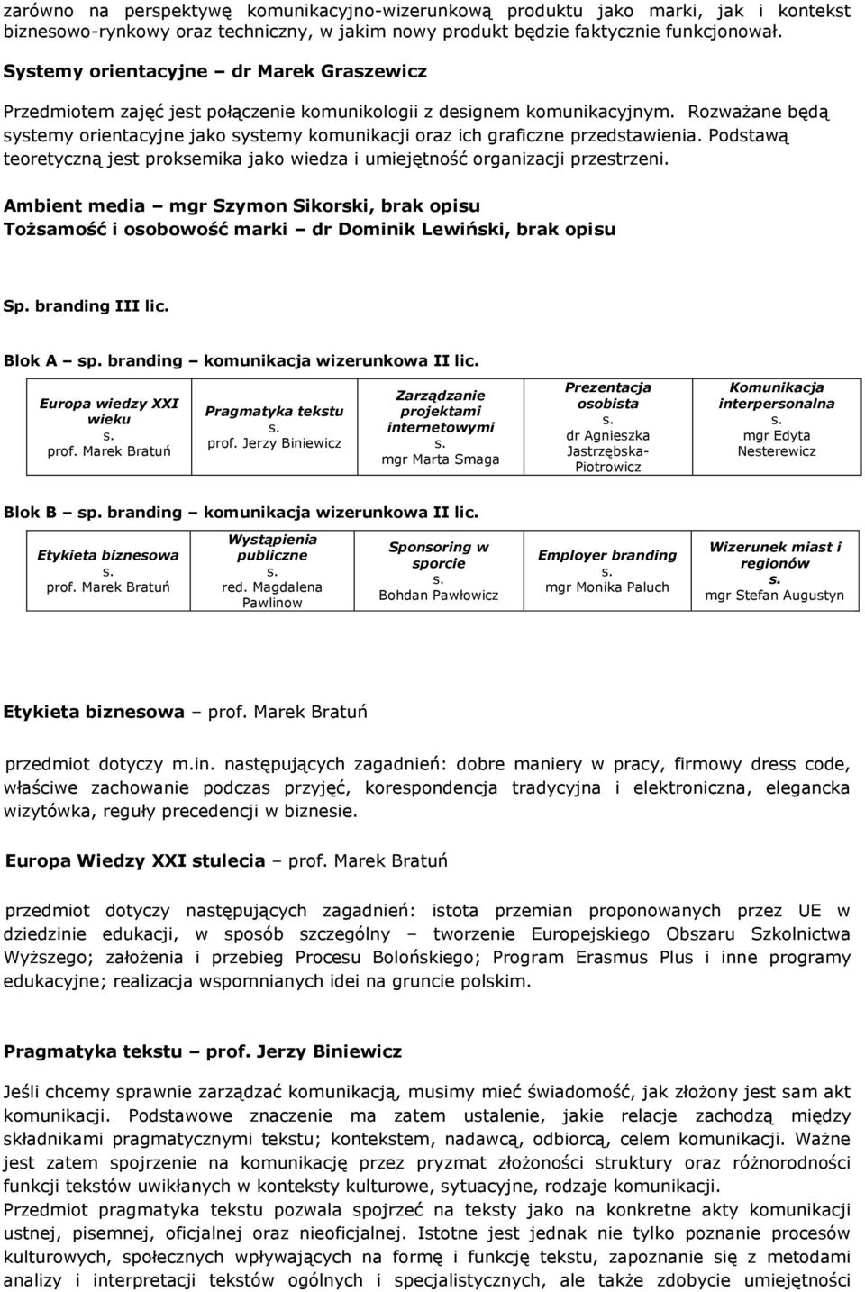 Rozważane będą systemy orientacyjne jako systemy komunikacji oraz ich graficzne przedstawienia. Podstawą teoretyczną jest proksemika jako wiedza i umiejętność organizacji przestrzeni.