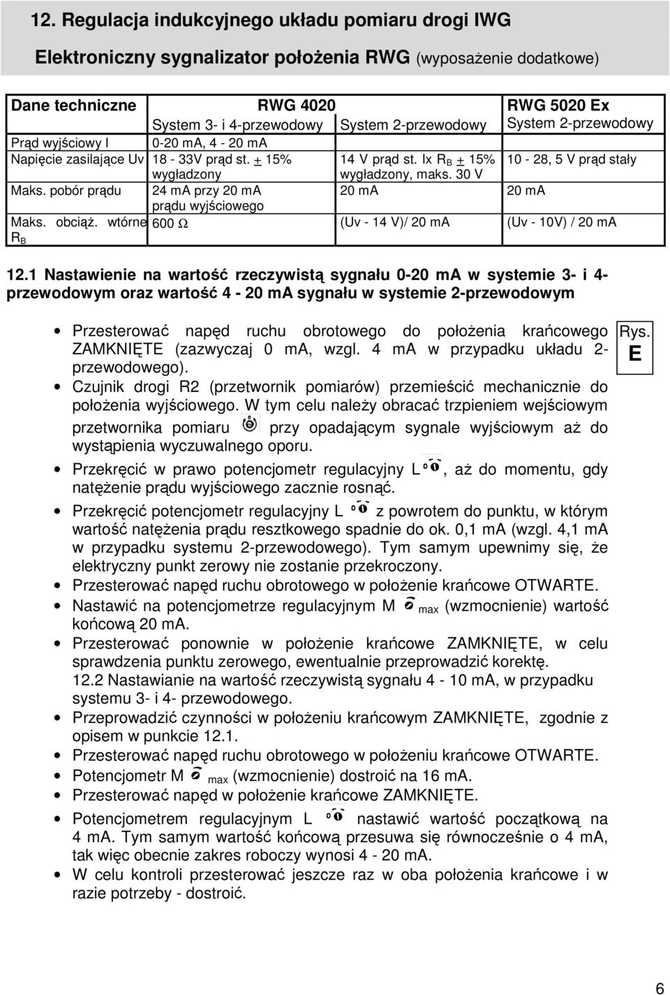 Ix R B + 15% 10-28, 5 V prąd stały wygładzony, maks. 30 V 20 ma 20 ma Maks. obciąż. wtórne 600 Ω (Uv - 14 V)/ 20 ma (Uv - 10V) / 20 ma R B 12.