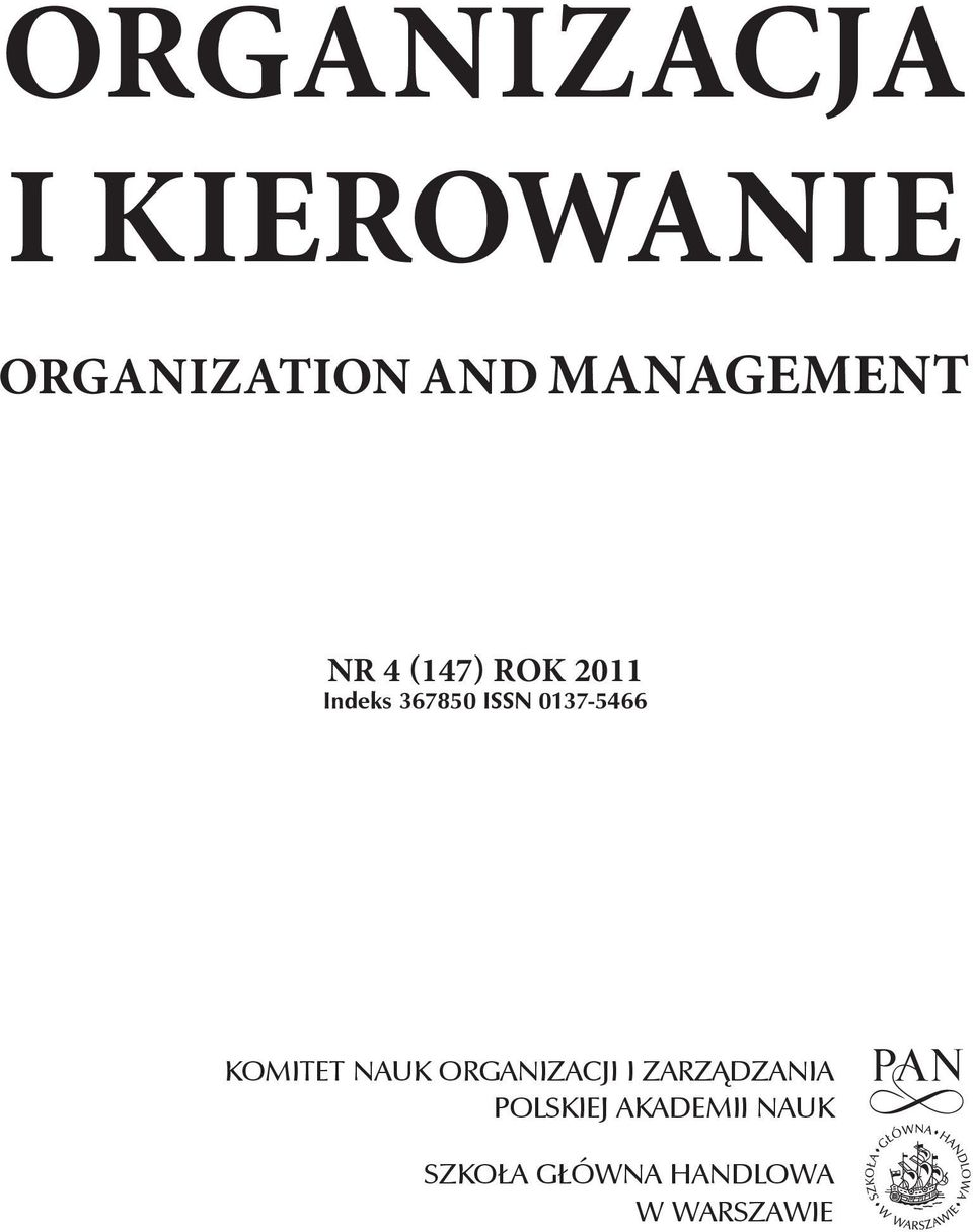 0137-5466 Komitet Nauk Organizacji i Zarządzania