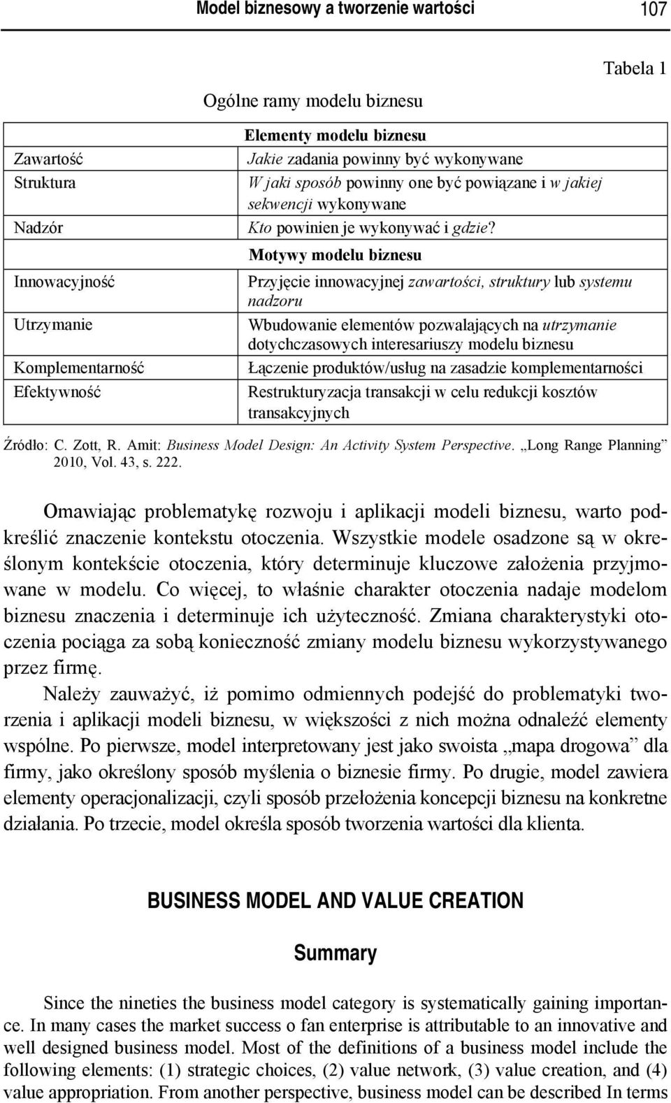 Motywy modelu biznesu Przyjęcie innowacyjnej zawartości, struktury lub systemu nadzoru Wbudowanie elementów pozwalających na utrzymanie dotychczasowych interesariuszy modelu biznesu Łączenie