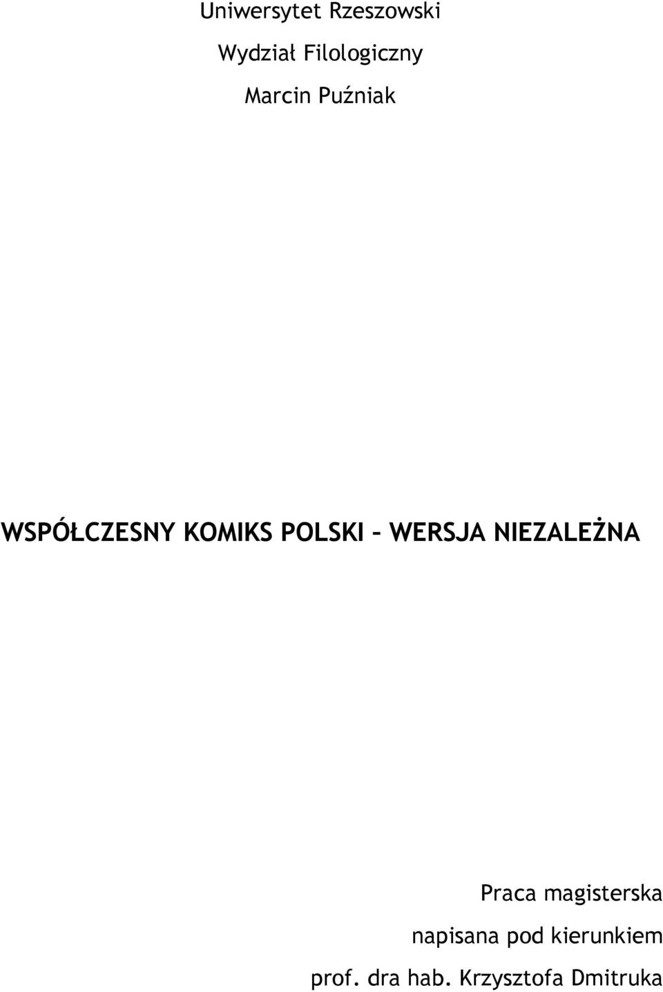 WERSJA NIEZALEŻNA Praca magisterska napisana