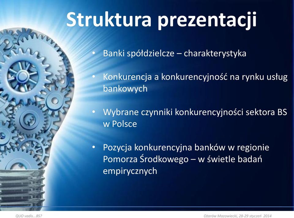 czynniki konkurencyjności sektora BS w Polsce Pozycja