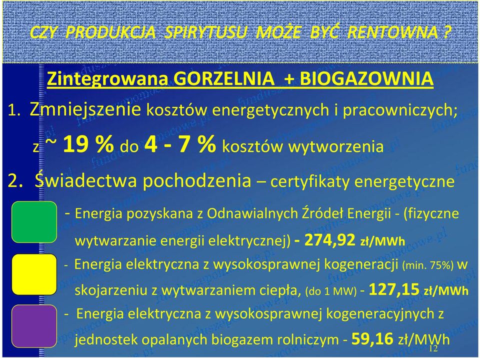 elektrycznej) -274,92 zł/mwh - Energia elektryczna z wysokosprawnej kogeneracji (min.