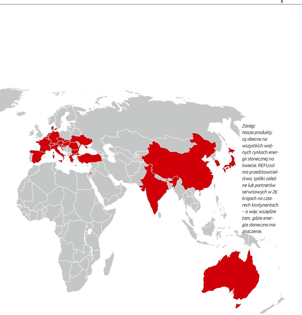 REFUsol ma przedstawicielstwa, spółki zależne lub partnerów
